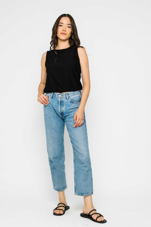 Ginny-Eyelet Gathered Tank